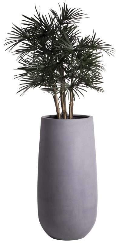 living grijze bloempot met plant