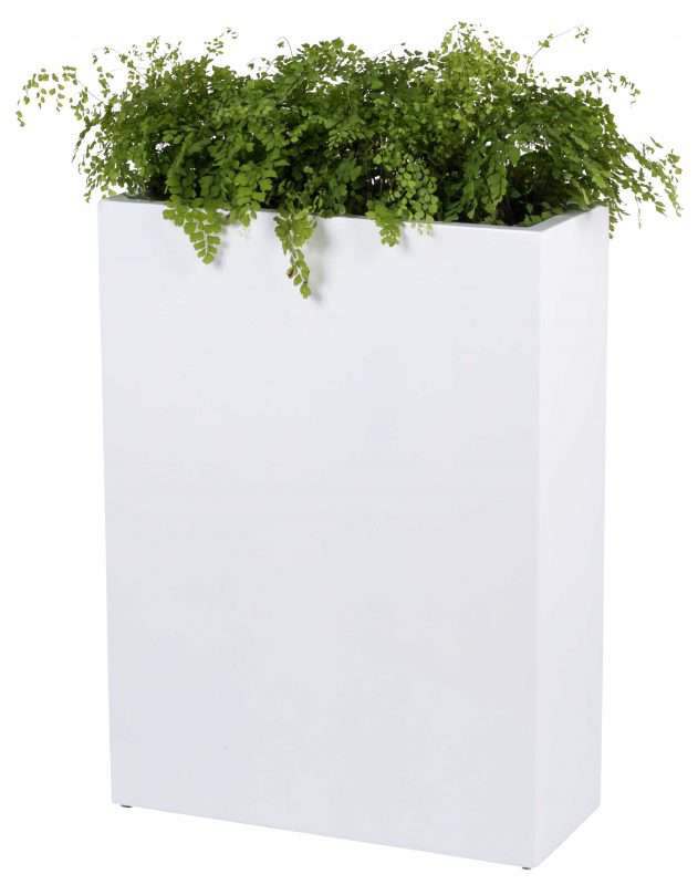 smalle brede plantenbak wit
